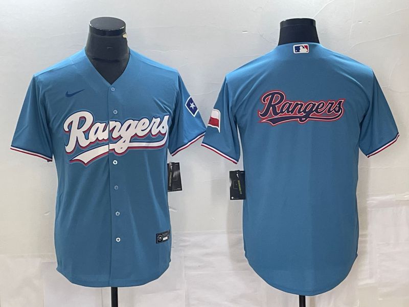 Men Texas Rangers Blank Light Blue Game Nike 2023 MLB Jersey style 4